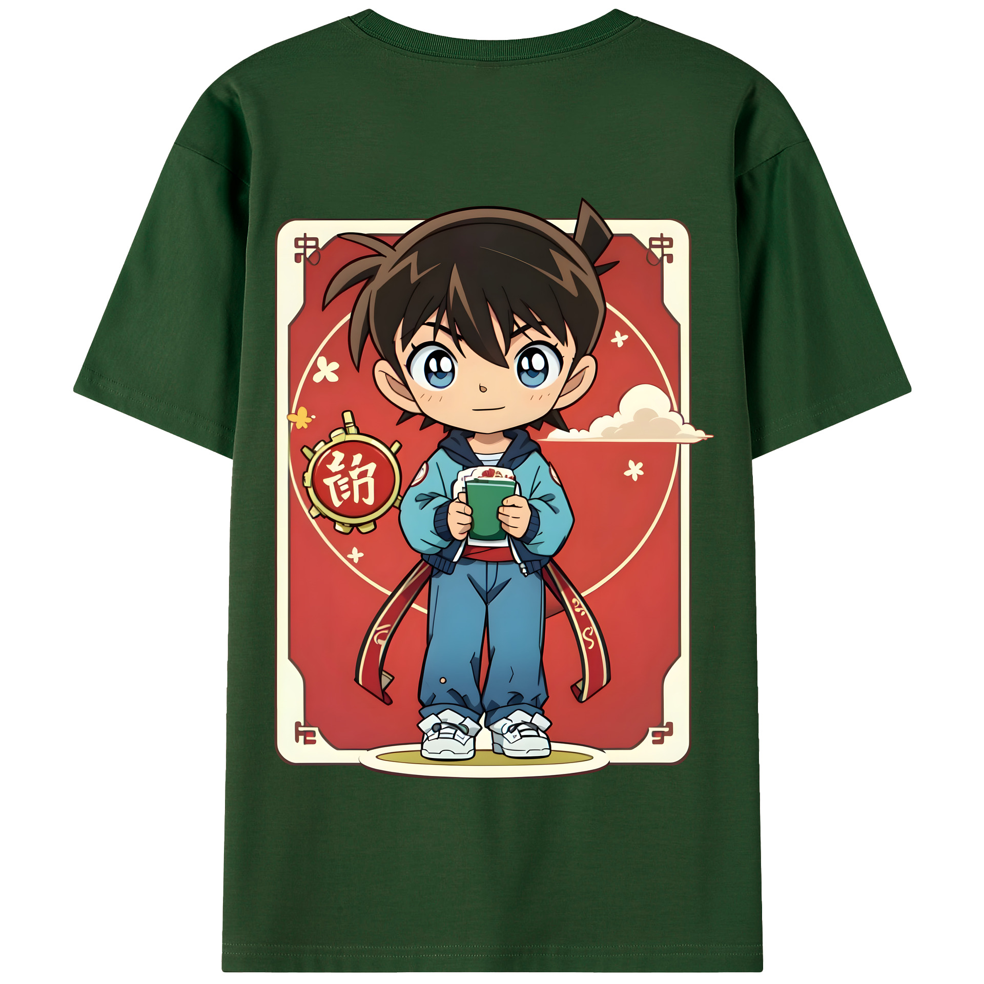 （画像用） 名探偵コナン 江戸川 コナン Detective Conan Conan Edogawa 綿100％半袖Tシャツ（背面プリント）